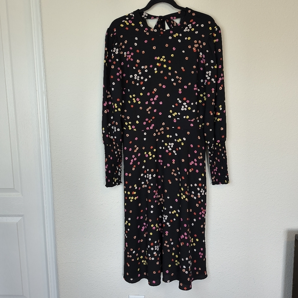 Halogen Floral Long Sleeve Dress With Pockets Size Medium